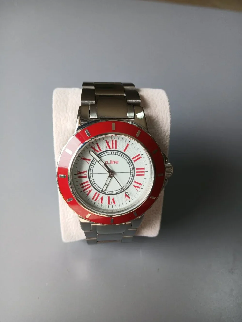 a line watch unisex red and steel